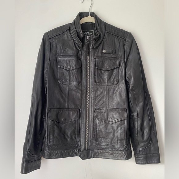 Lucky Brand Jacket Women’s Medium Black Leather 100% Lamb Leather Motorcycle - Picture 1 of 9